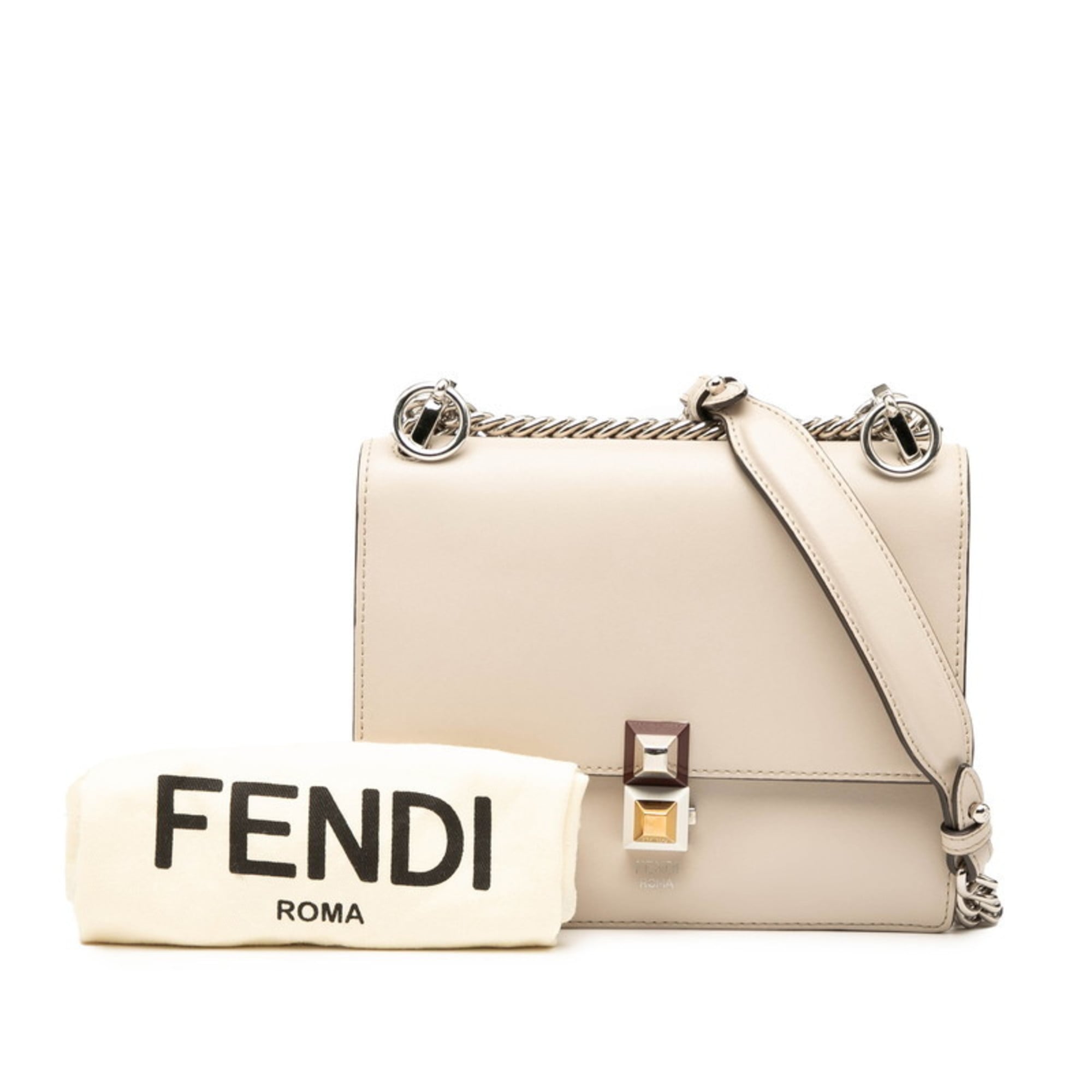 Fendi Beige Leather Shoulder Bag (Pre-Owned)