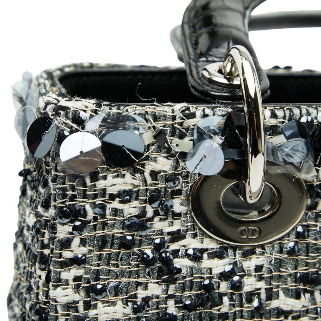Christian Dior Black Multi-Color Tweed Leather Handbag (Pre-Owned)