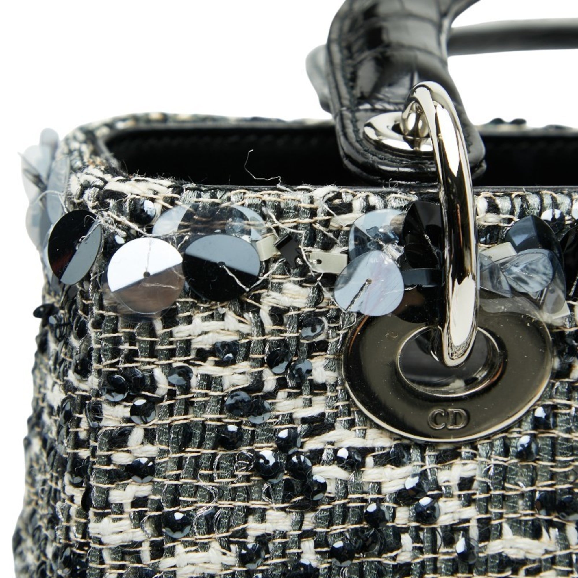 Christian Dior Black Multi-Color Tweed Leather Handbag (Pre-Owned)