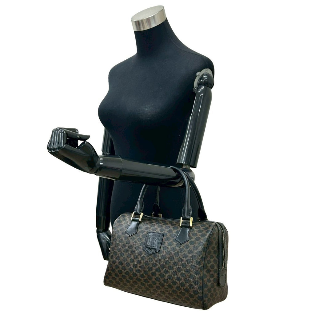Celine Black Brown Leather Pvc Boston Bag Handbag (Pre-Owned)
