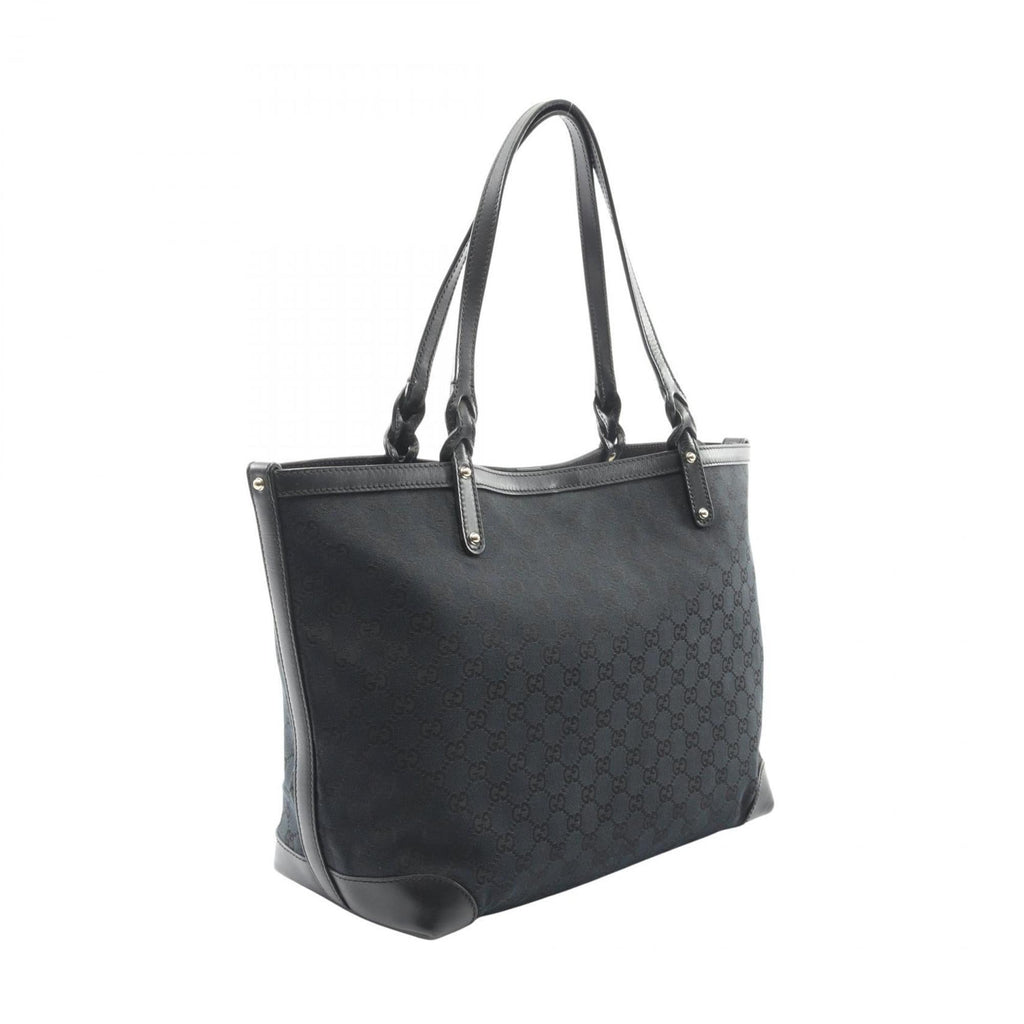 Gucci Black Canvas Leather Tote Bag (Pre-Owned)