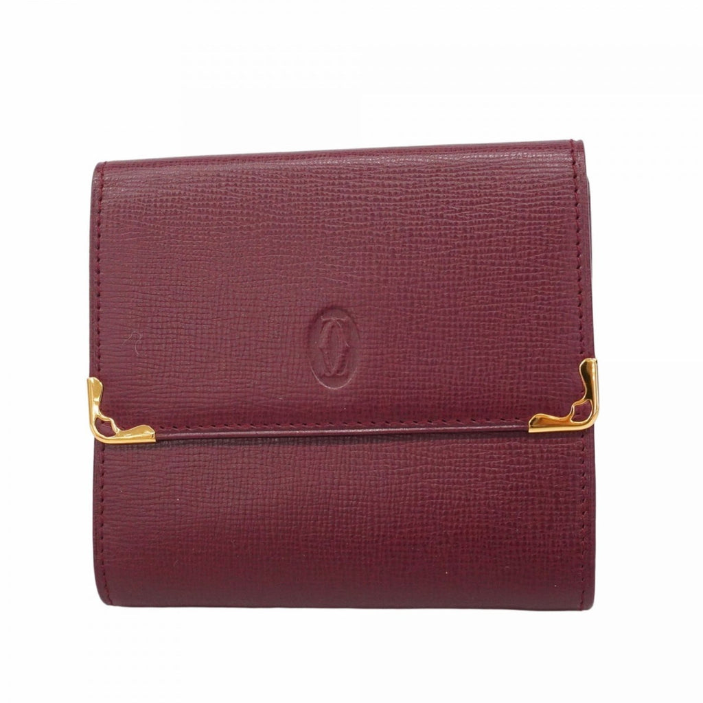Cartier Bordeaux Leather Wallet (Tri-Fold) (Pre-Owned)