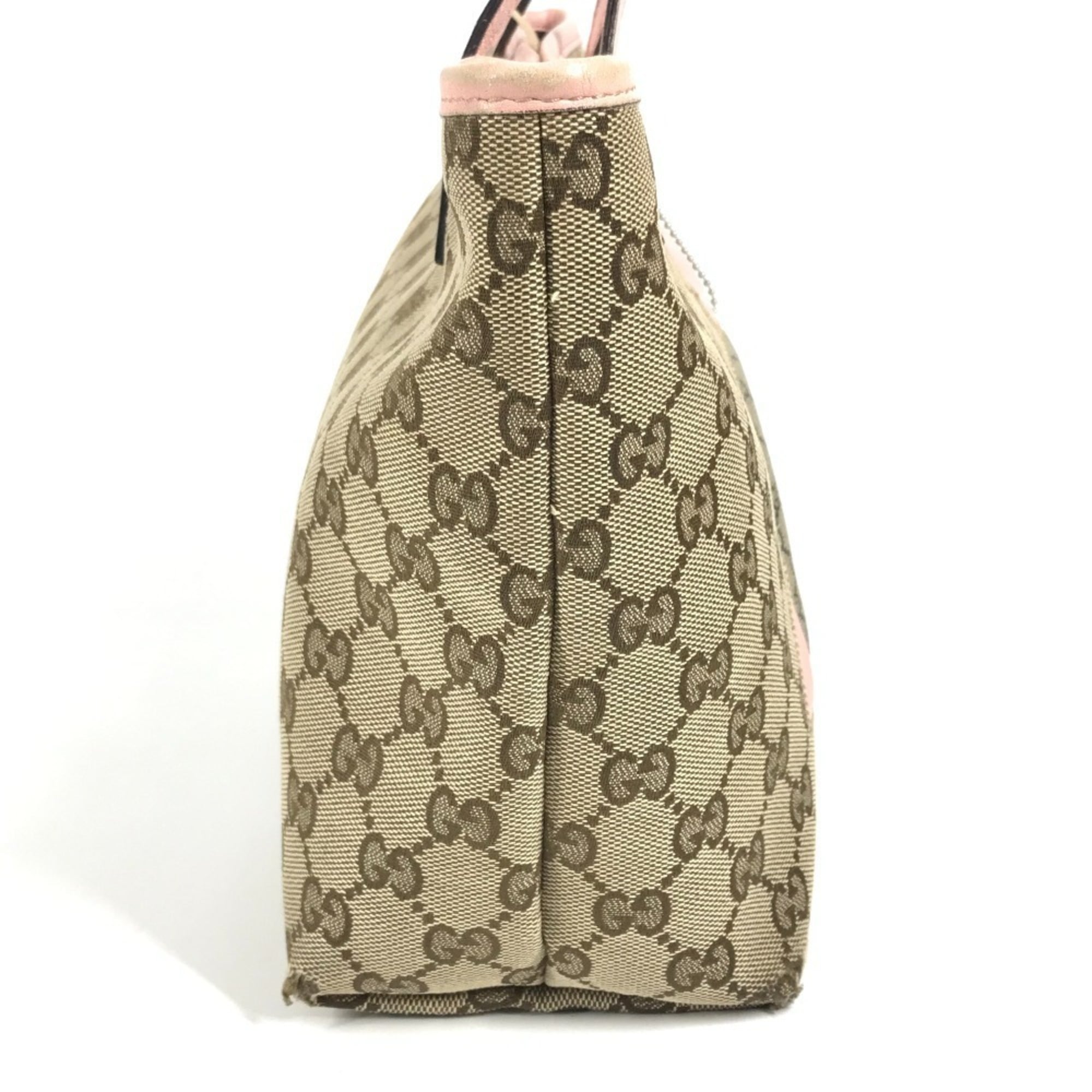 Gucci Beige Pink Gg Canvas Leather Handbag Tote Bag (Pre-Owned)