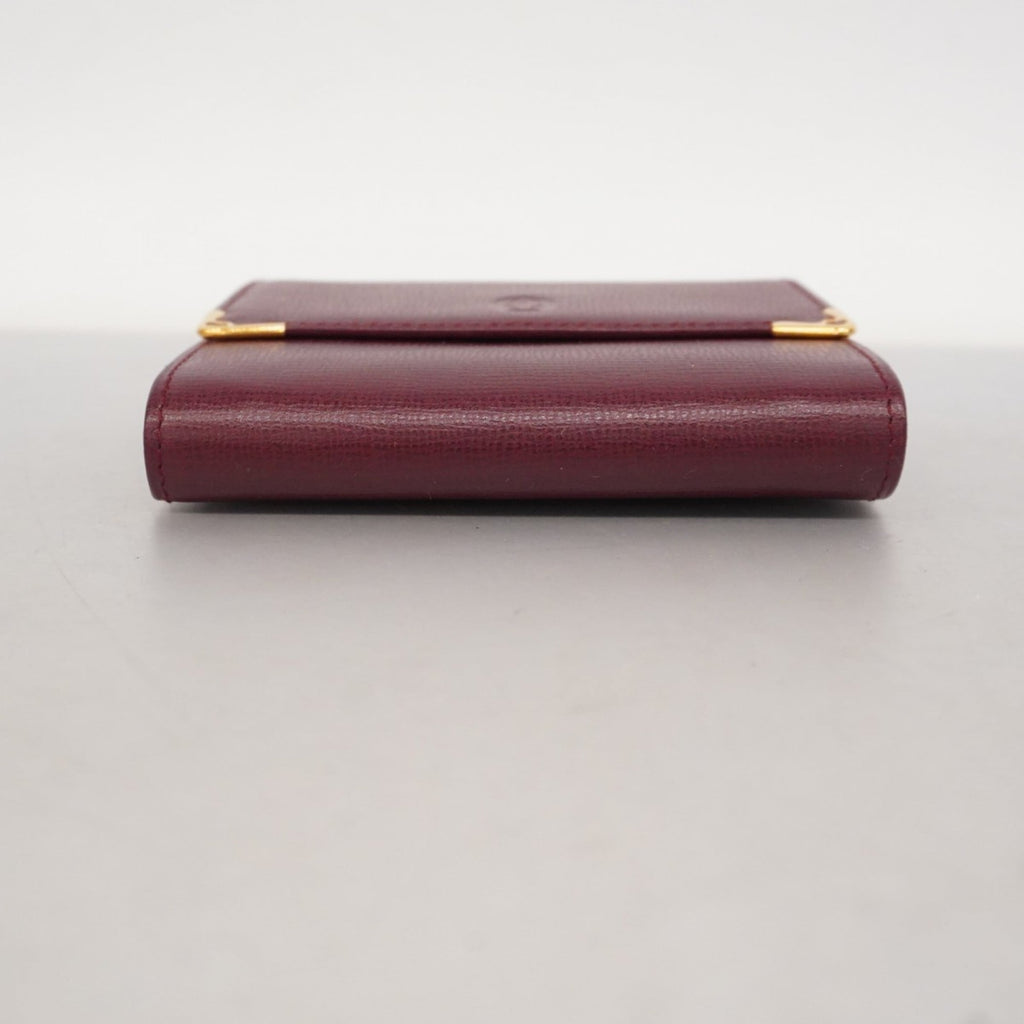 Cartier Bordeaux Leather Wallet (Tri-Fold) (Pre-Owned)