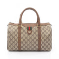Gucci Beige Brown Pvc Coated Canvas Leather Handbag (Pre-Owned)