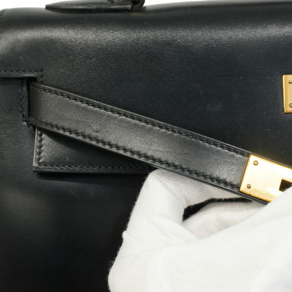 Hermes Black Box Calf Leather Handbag (Pre-Owned)