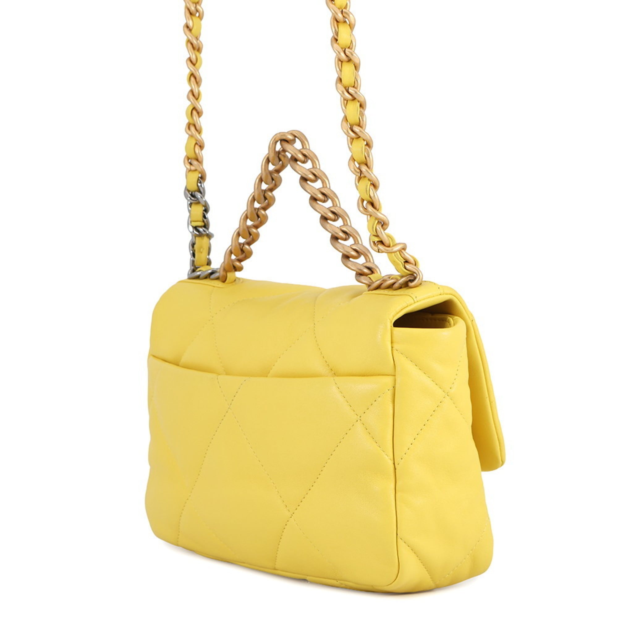 Chanel Matelasse Yellow Leather Shoulder Bag (Pre-Owned)