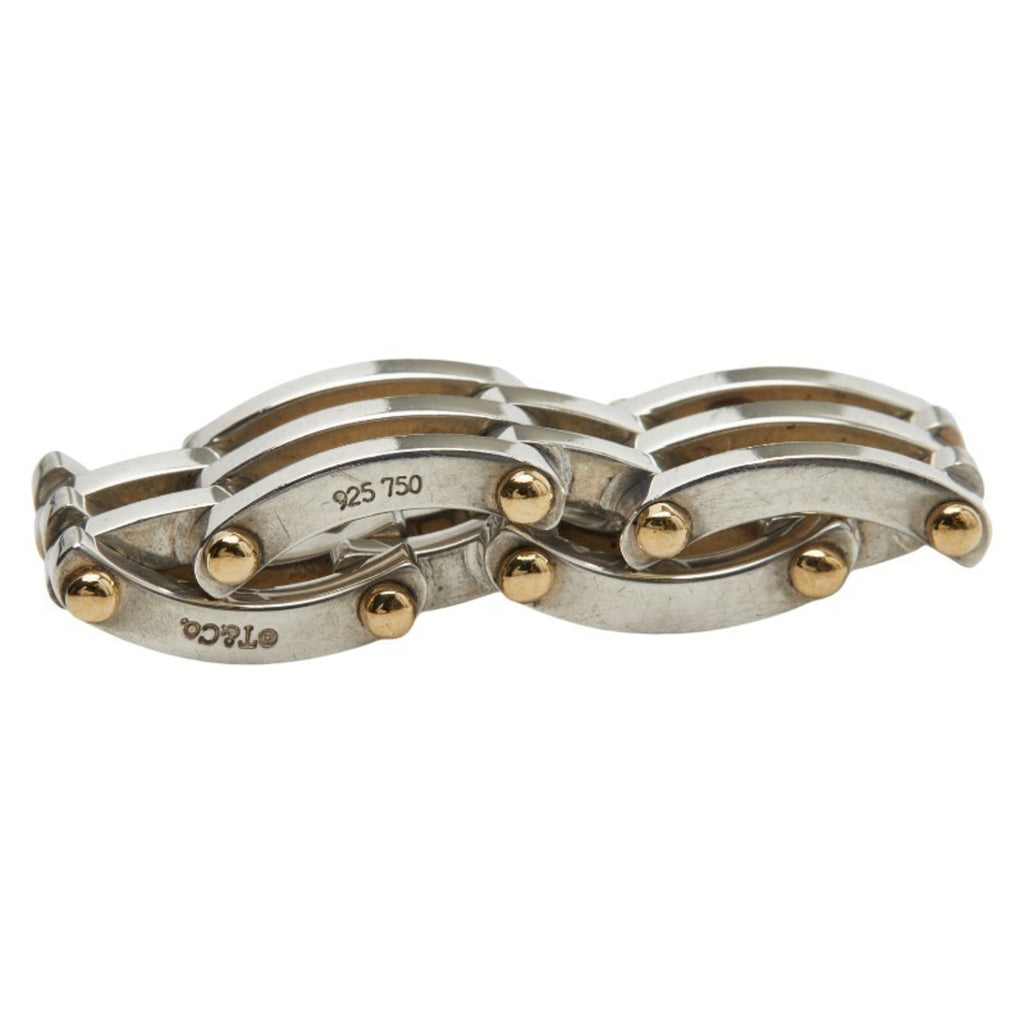 Tiffany Silver Yellow Gold Yellow Gold (18K) Silver 925 Band Ring (Pre-Owned)