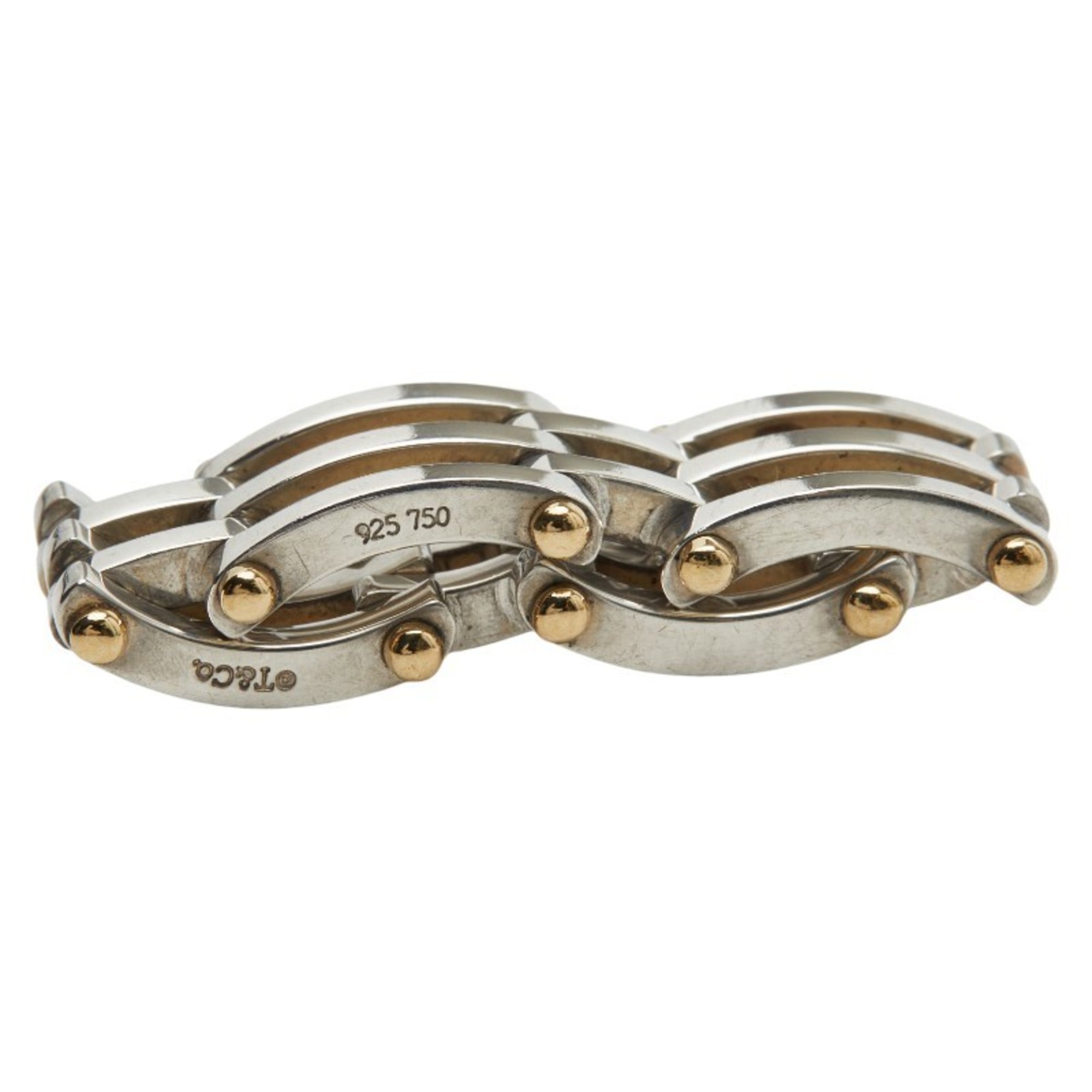 Tiffany Silver Yellow Gold Yellow Gold (18K) Silver 925 Band Ring (Pre-Owned)