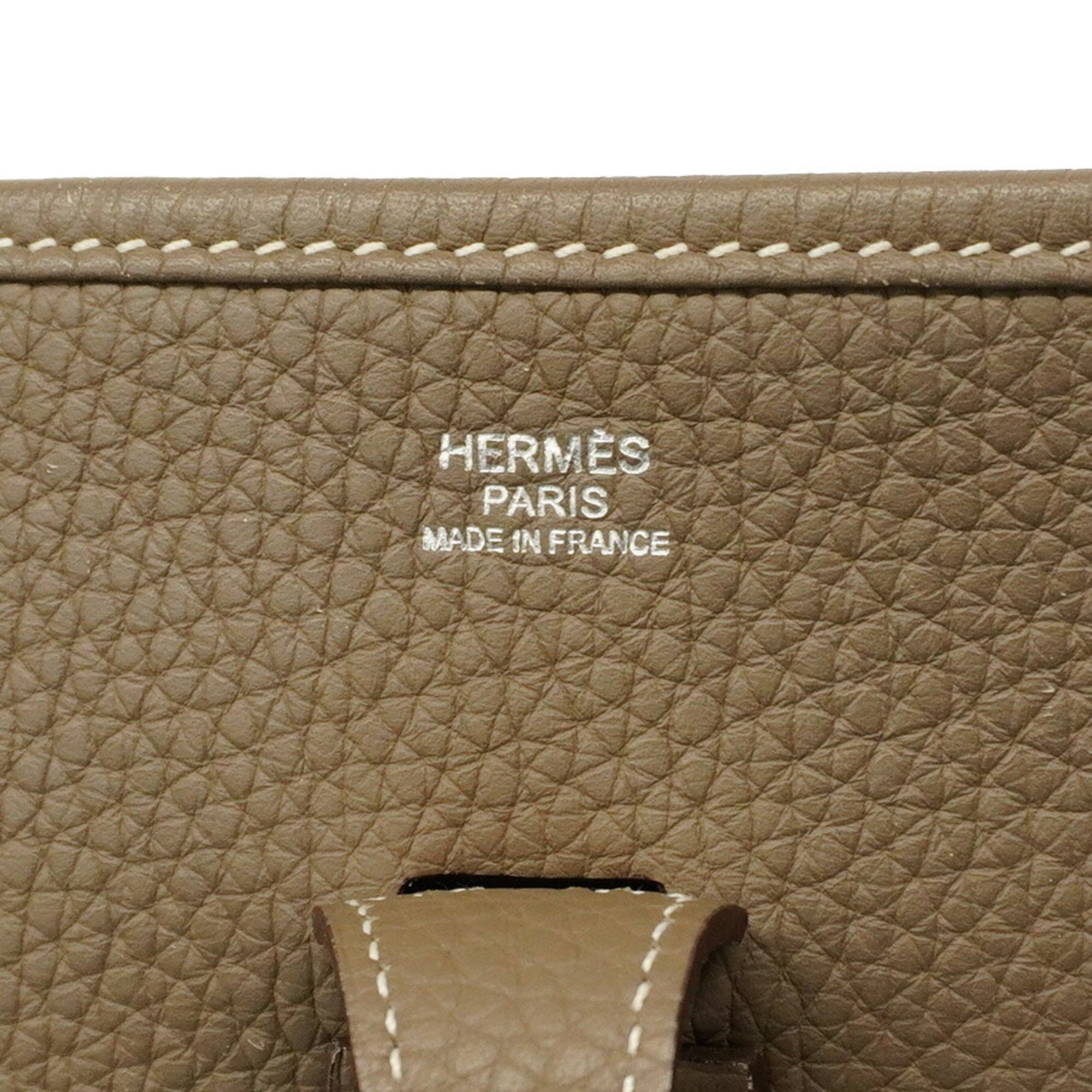 Hermes Etoupe Gray Taurillon Clemence Leather Shoulder Bag (Pre-Owned)
