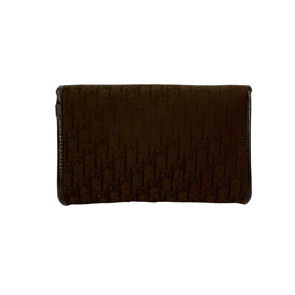 Christian Dior Brown Canvas Leather Pochette Shoulder Bag (Pre-Owned)