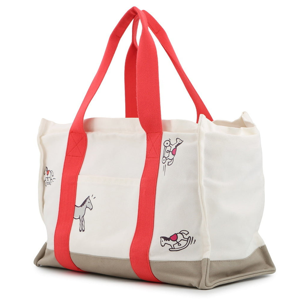 Hermes Adada Bougainvillier Gray White Canvas Tote Bag (Pre-Owned)