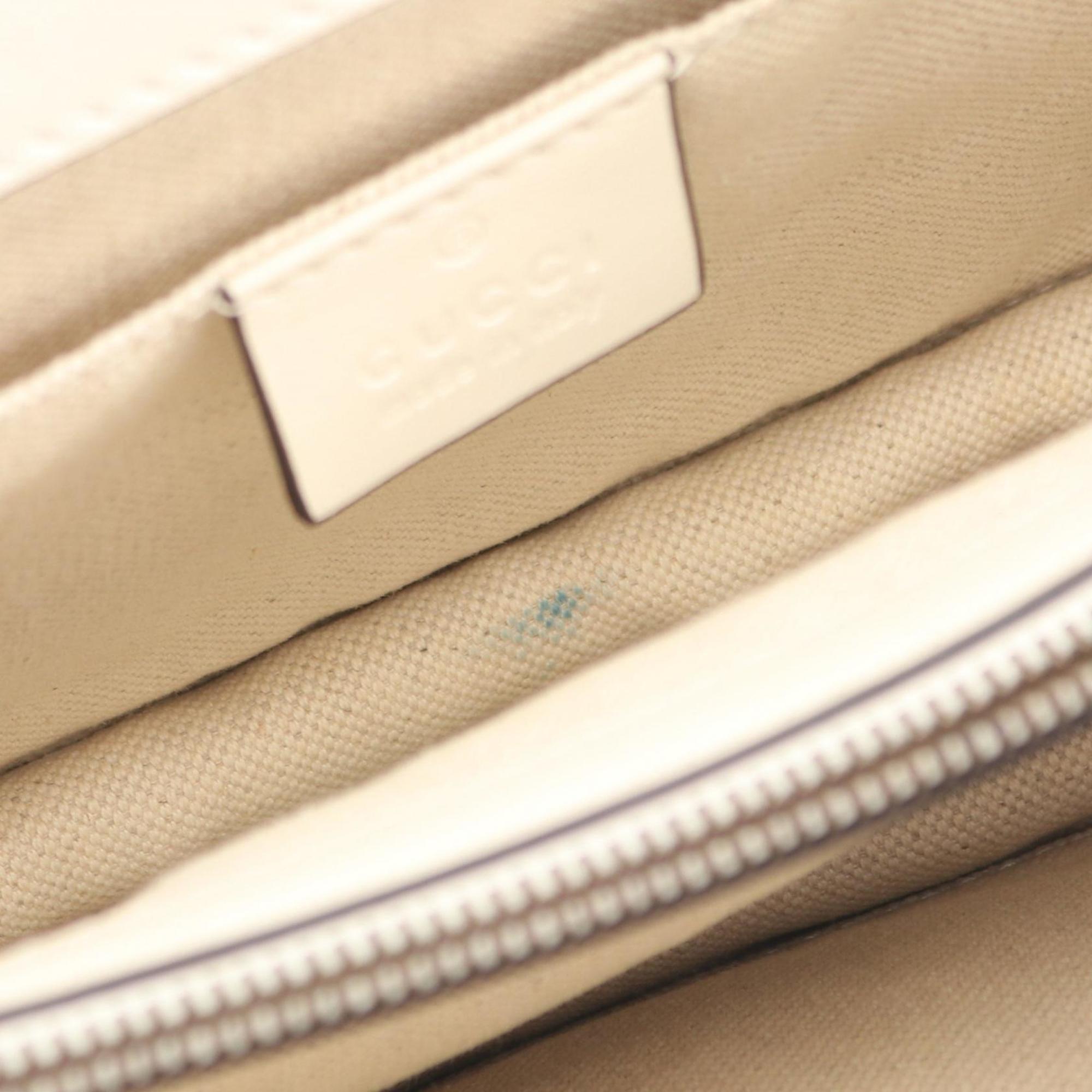 Gucci Ivory Navy Red Color Leather Handbag (Pre-Owned)