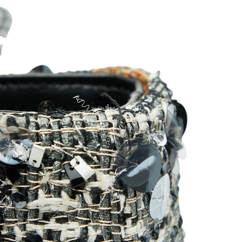 Christian Dior Black Multi-Color Tweed Leather Handbag (Pre-Owned)