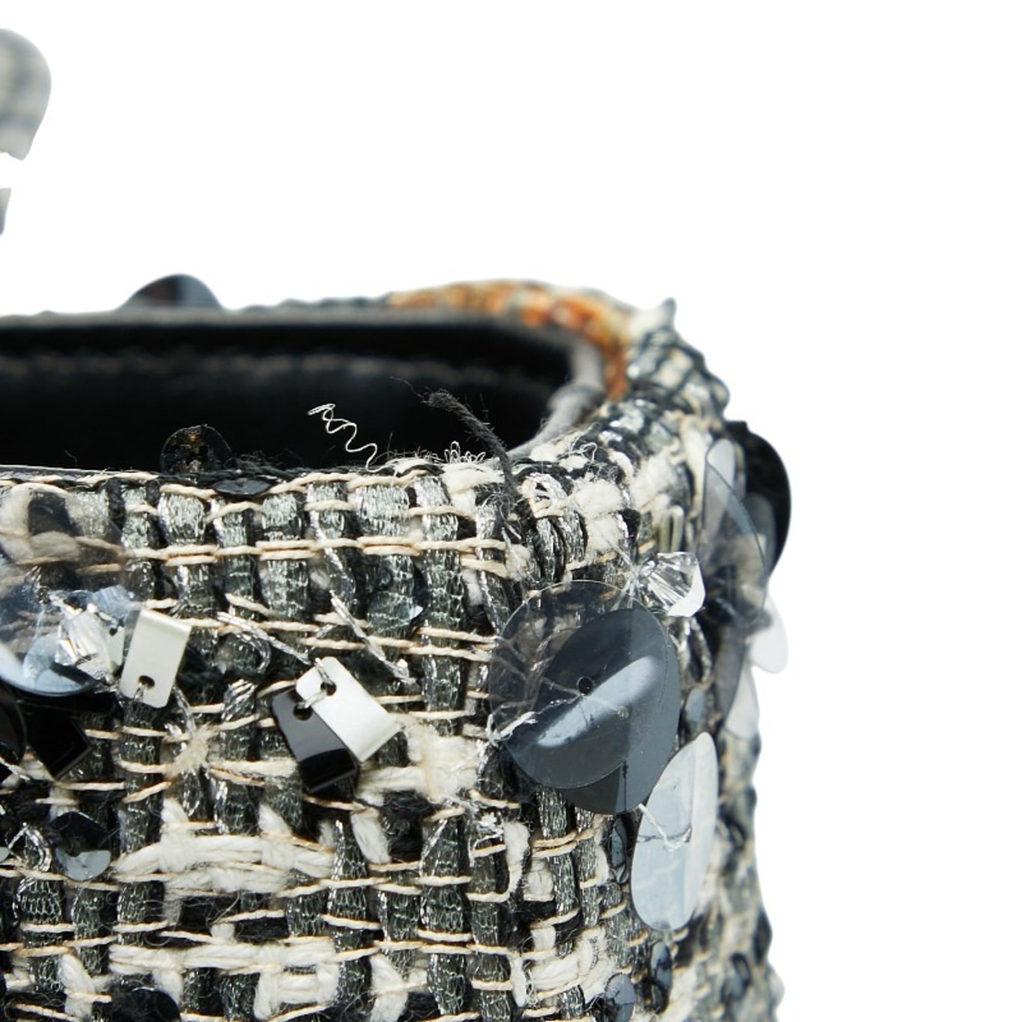 Christian Dior Black Multi-Color Tweed Leather Handbag (Pre-Owned)