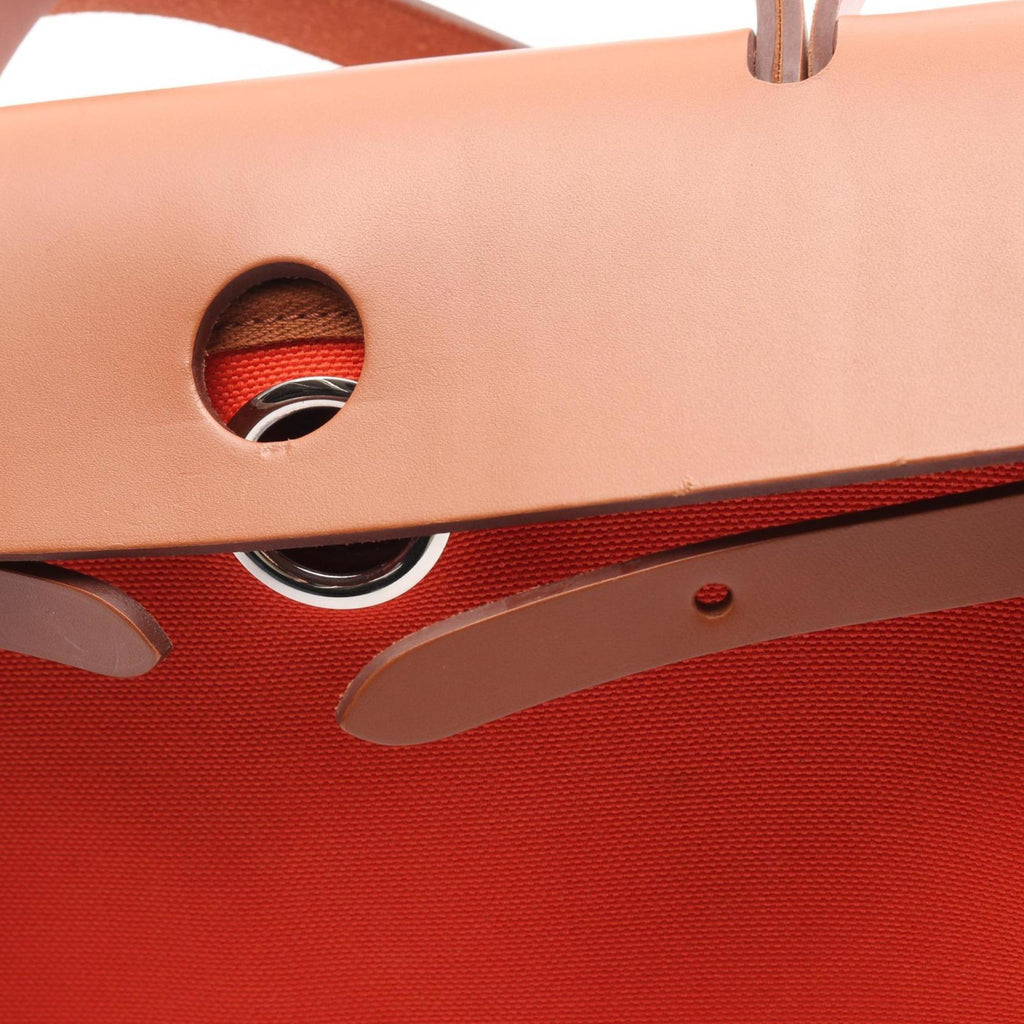 Hermes Brown Orange Canvas Handbag (Pre-Owned)