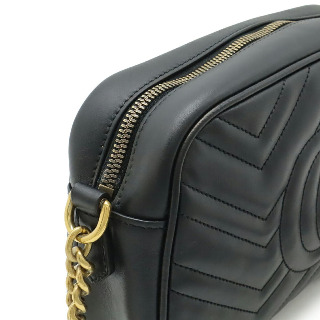 Gucci Gg Marmont Black Leather Pochette Shoulder Bag (Pre-Owned)