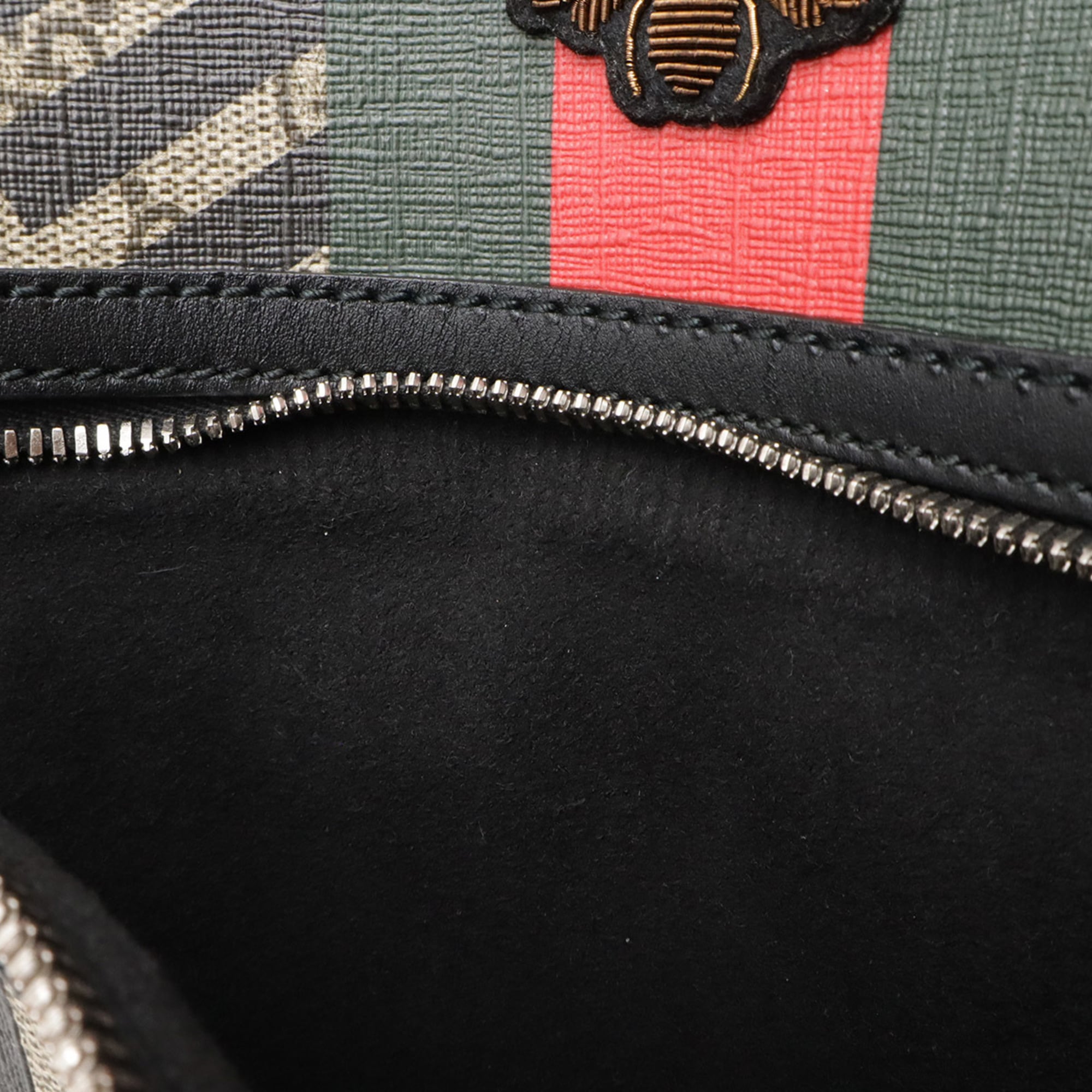 Gucci Beige Black Green Red Color Gg Supreme Leather Shoulder Bag (Pre-Owned)