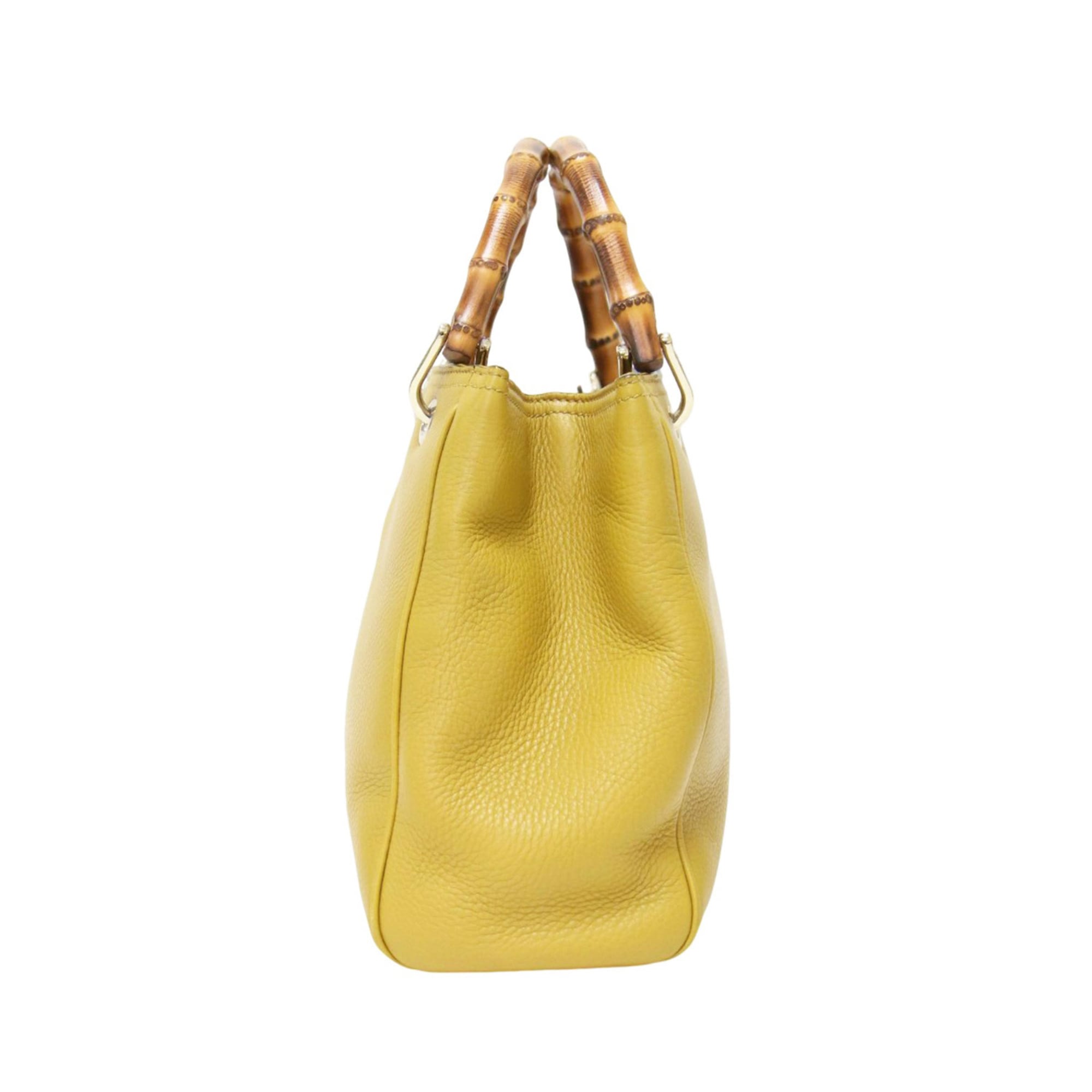 Gucci Mustard Leather Canvas Handbag Shoulder Bag (Pre-Owned)