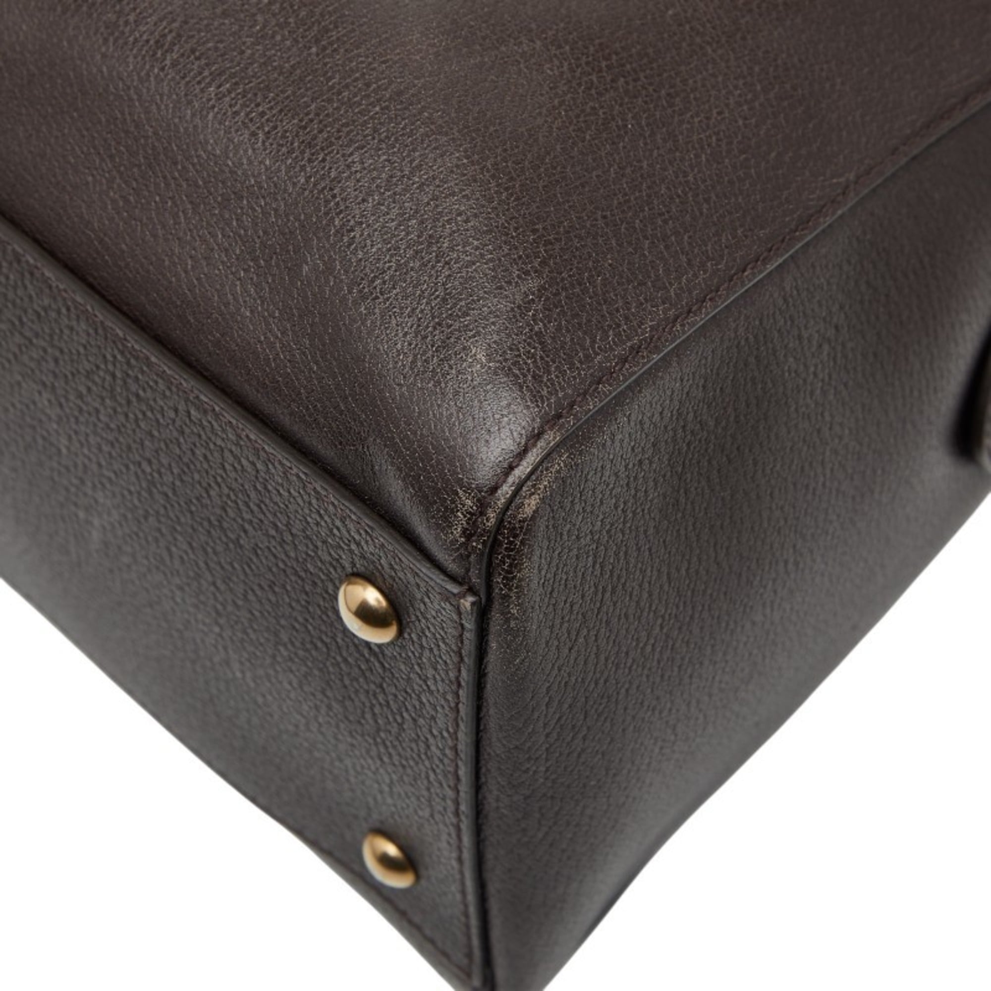 Gucci Brown Leather Boston Bag Shoulder Bag (Pre-Owned)