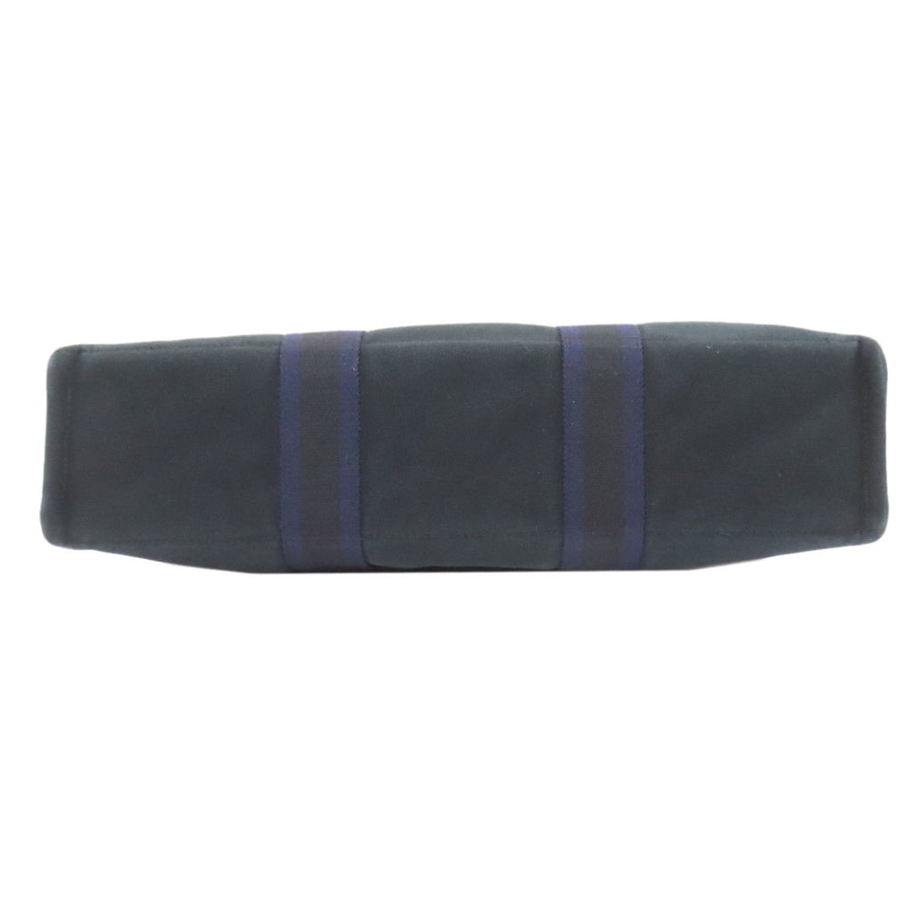 Hermes Black Navy Canvas Handbag (Pre-Owned)