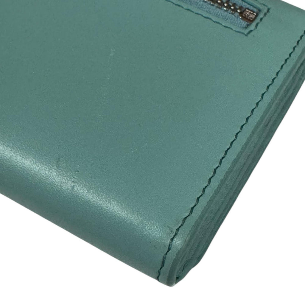 Loewe Blue Green Leather Long Wallet (Tri-Fold) (Pre-Owned)