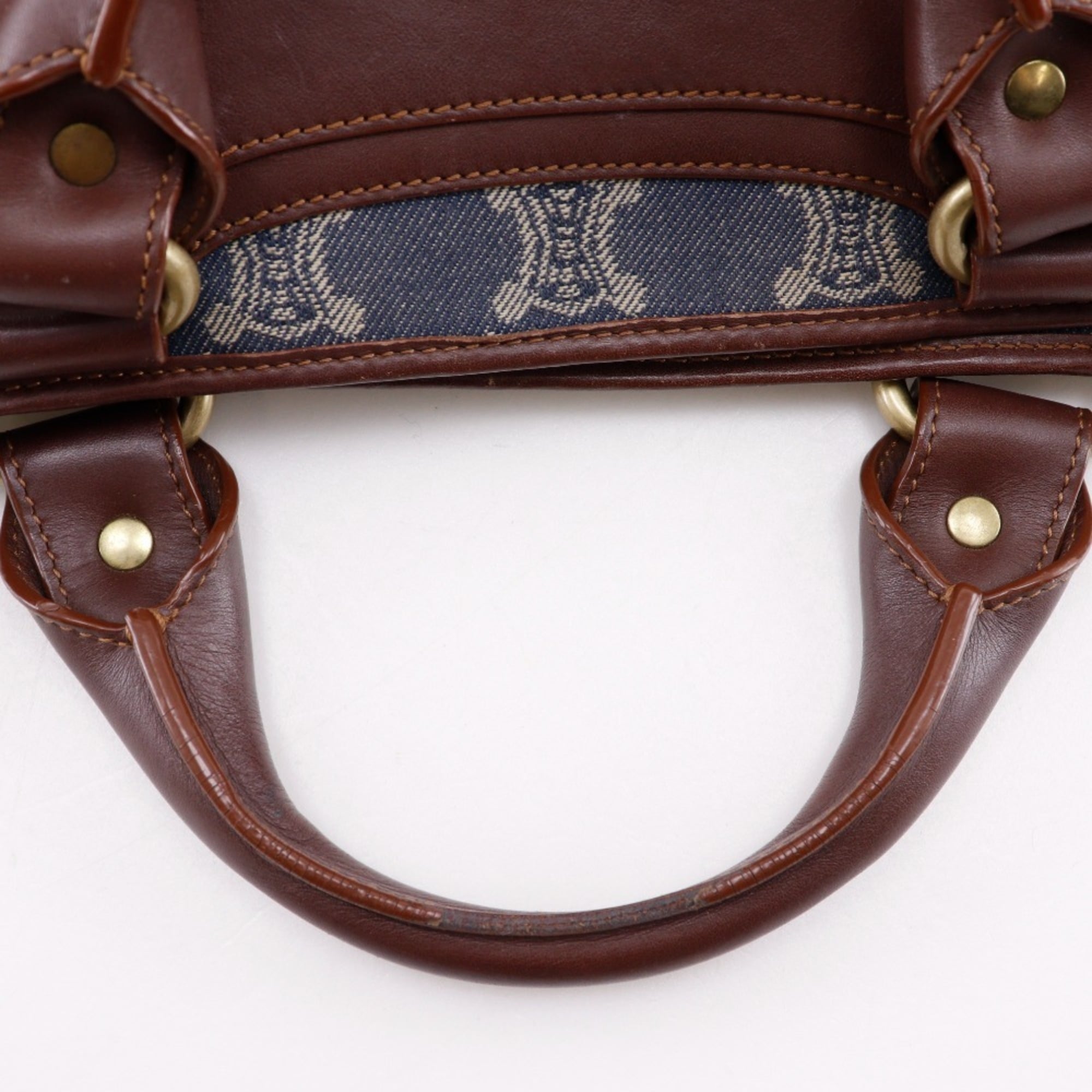 Celine Macadam Blue Brown Denim Handbag (Pre-Owned)