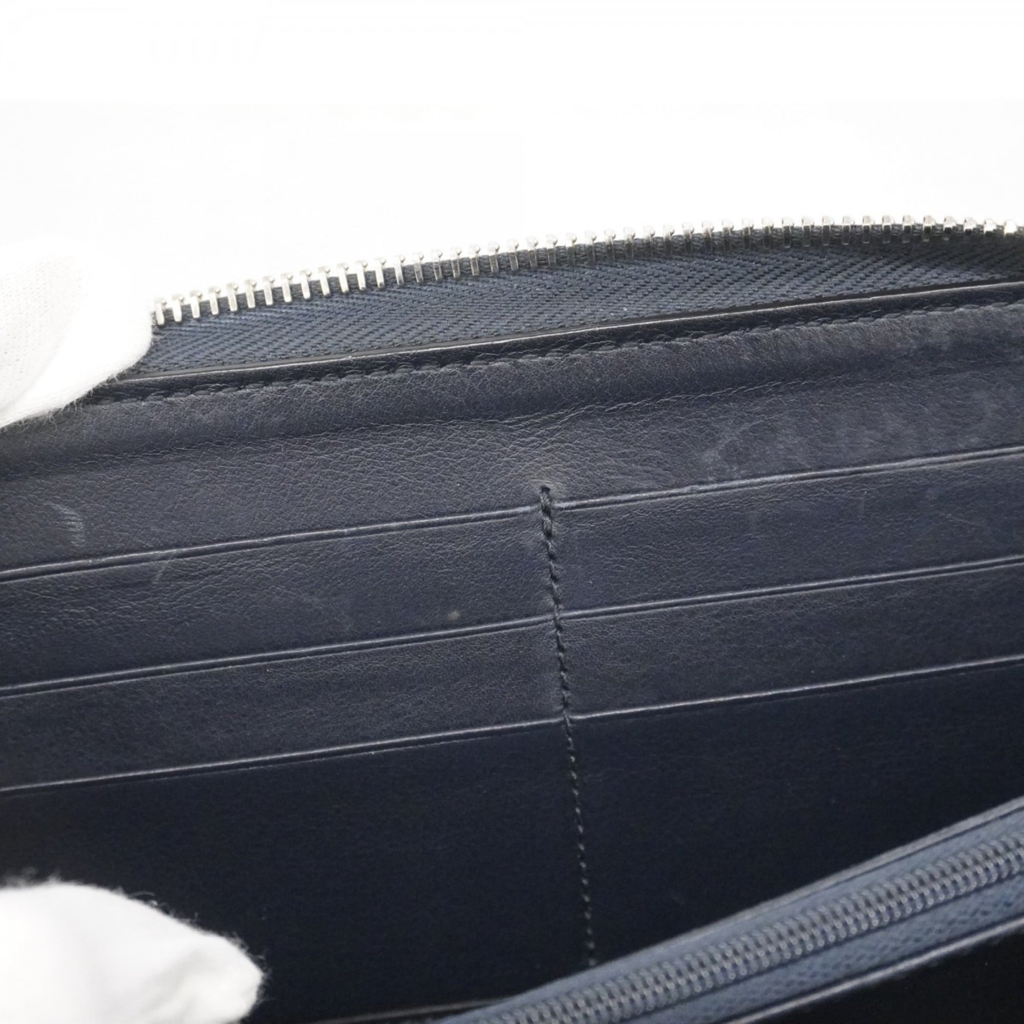 Gucci Navy Leather Long Wallet (Bi-Fold) (Pre-Owned)