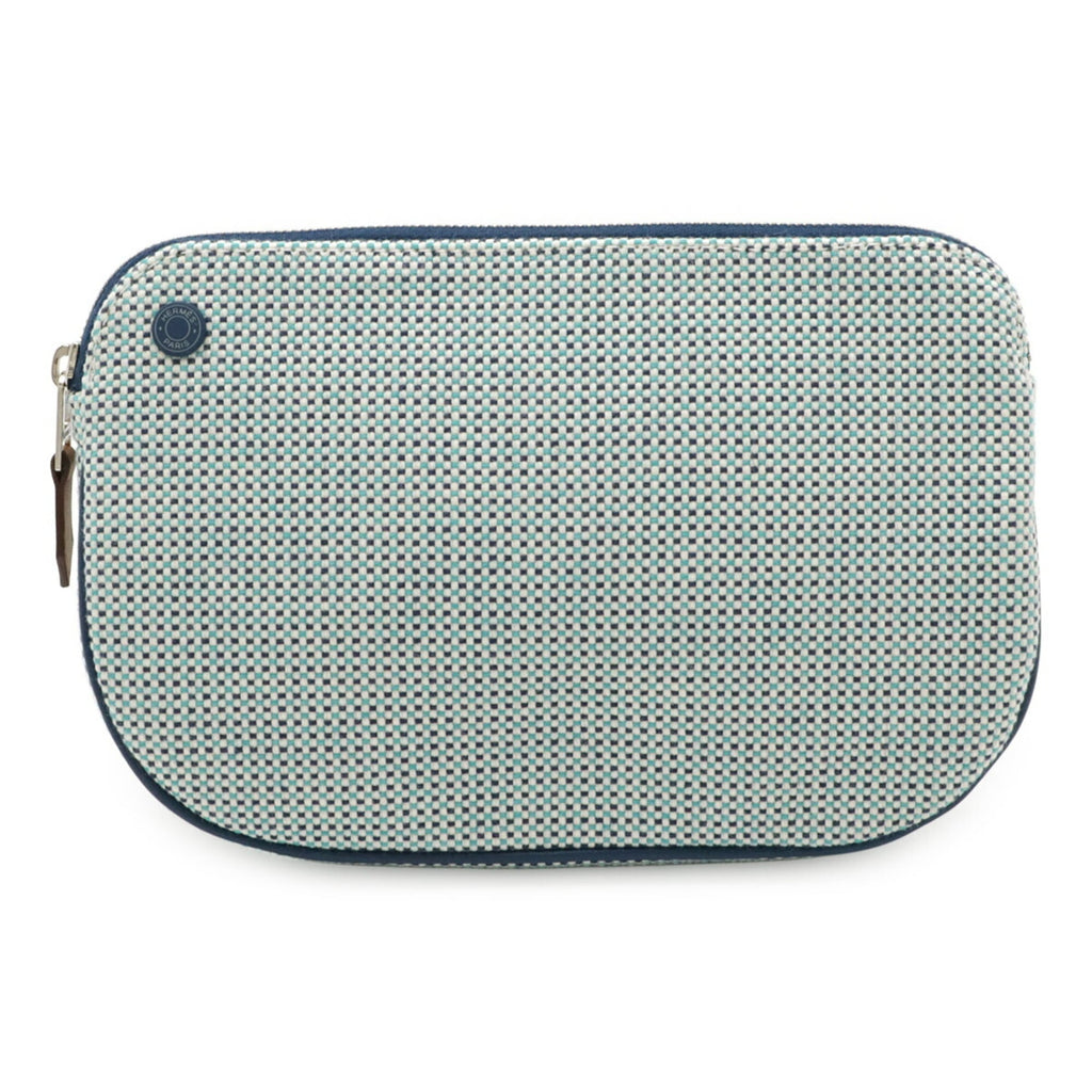 Hermes Marine Blue Cotton Leather Pouch (Pre-Owned)