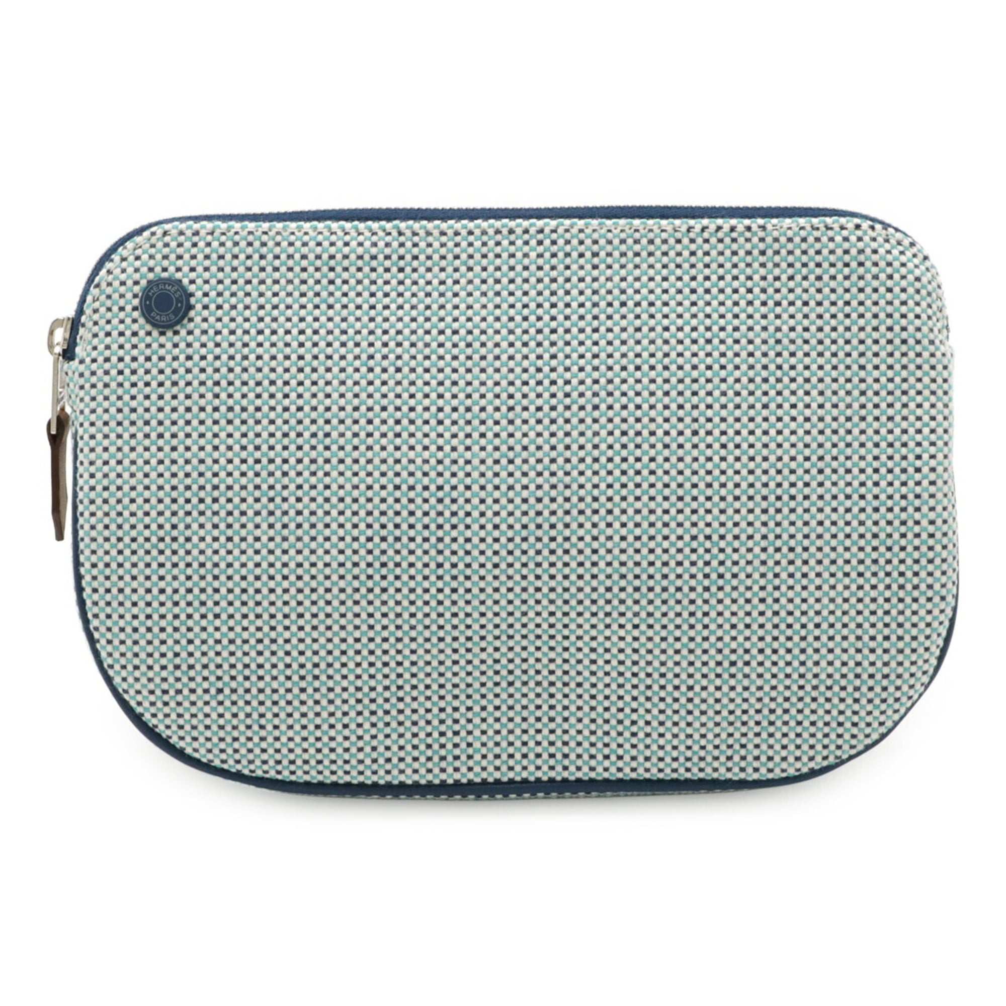 Hermes Marine Blue Cotton Leather Pouch (Pre-Owned)