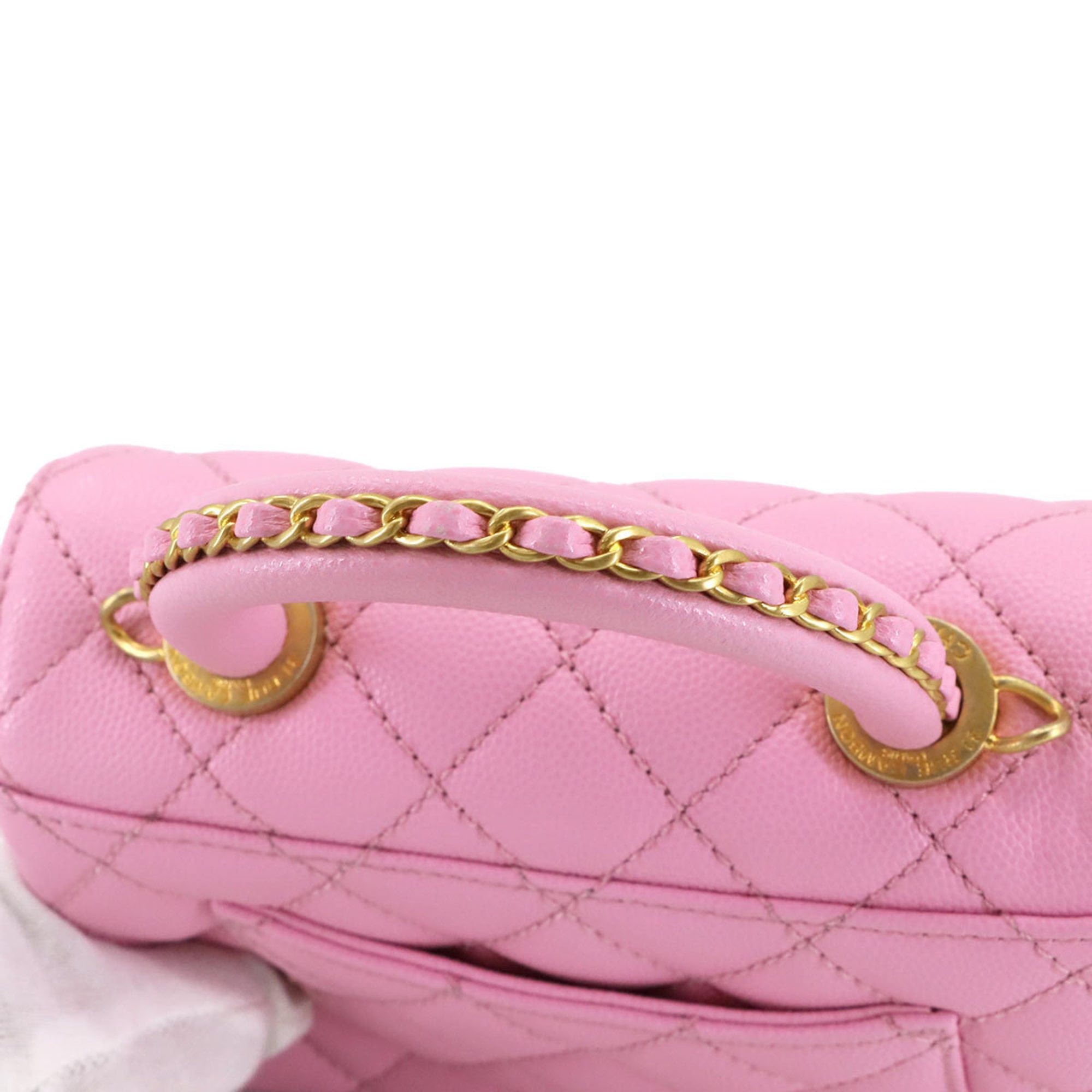 Chanel Pink Grained Calfskin Handbag Shoulder Bag (Pre-Owned)