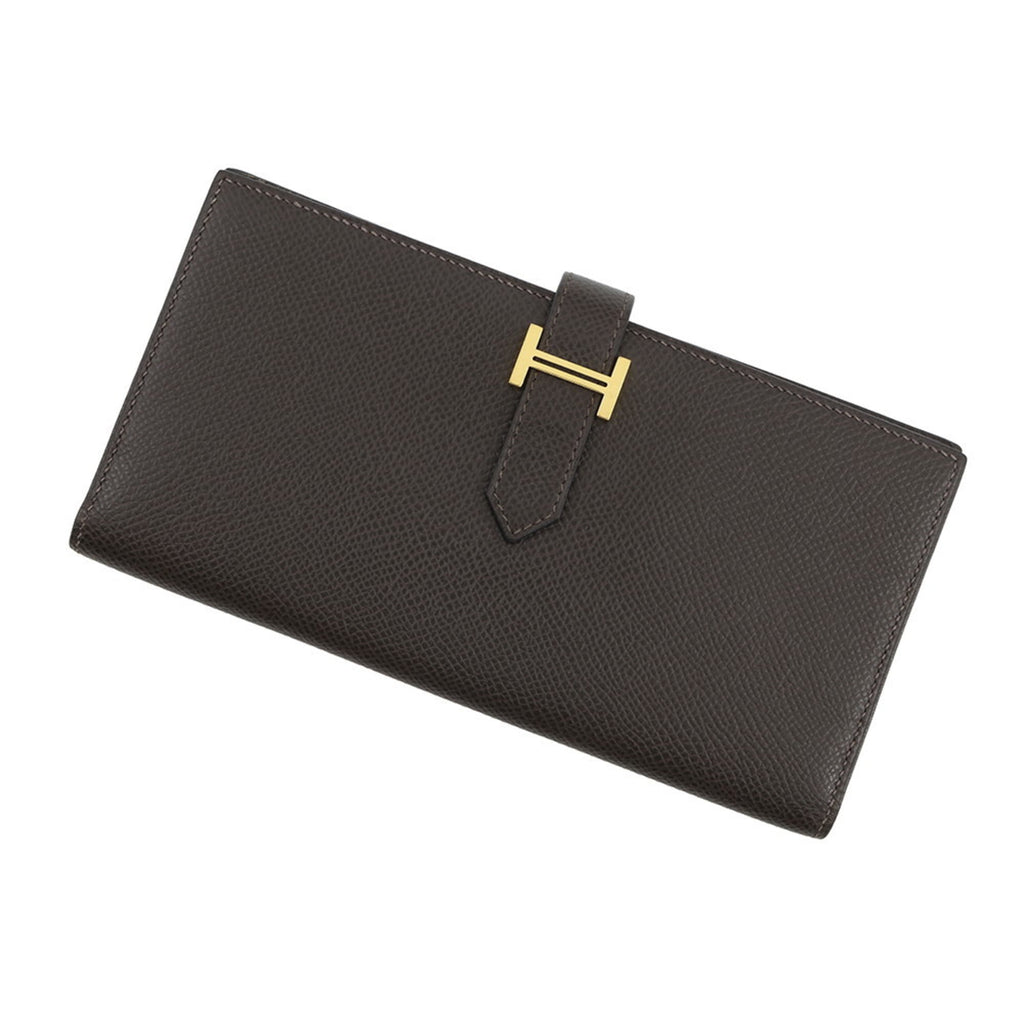 Hermes Ebene Epsom Leather Long Wallet (Bi-Fold) (Pre-Owned)