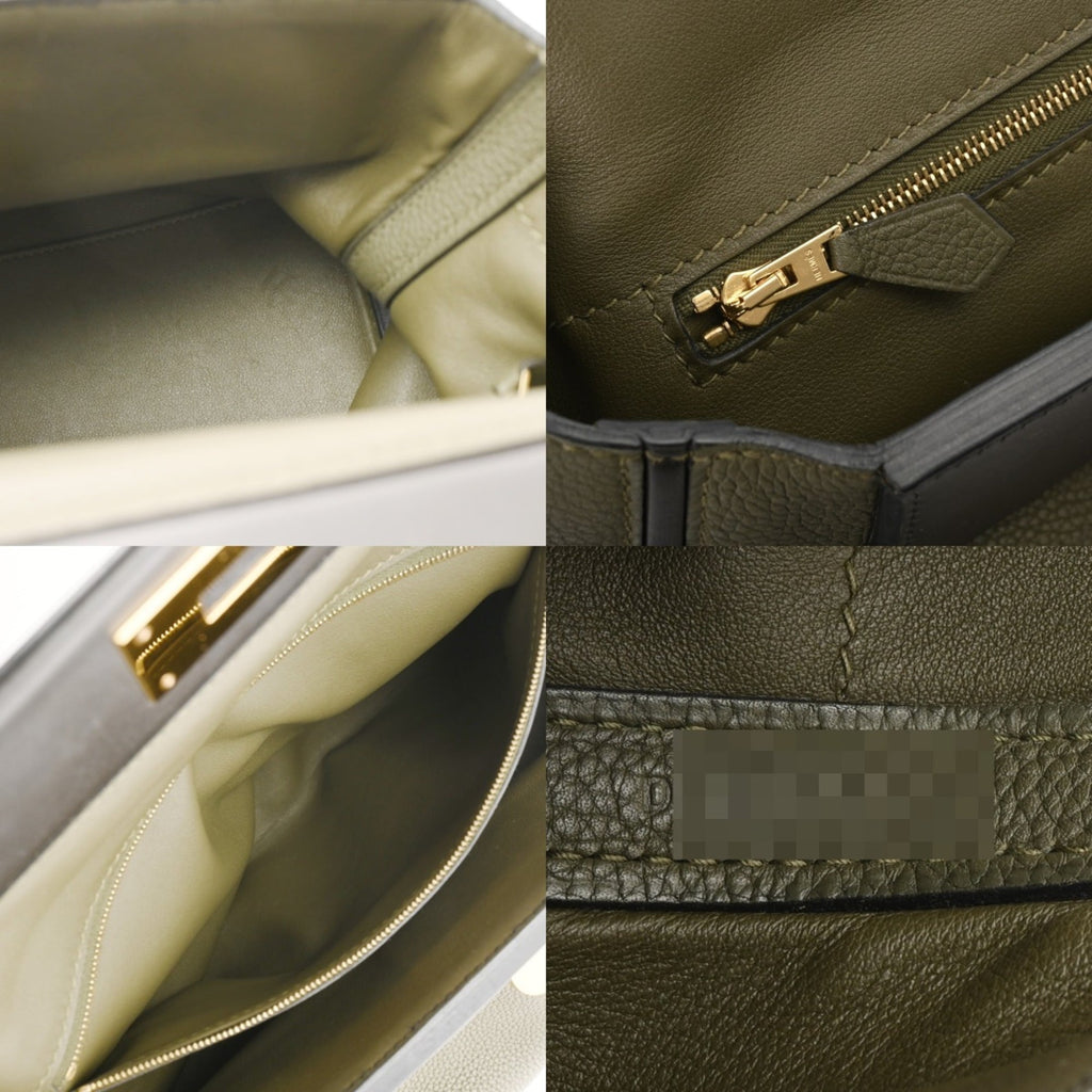 Hermes Black Green Taurillon Clemence Leather Handbag (Pre-Owned)