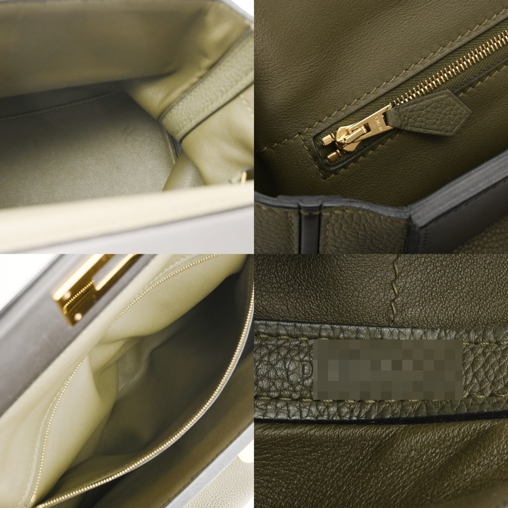 Hermes Black Green Taurillon Clemence Leather Handbag (Pre-Owned)