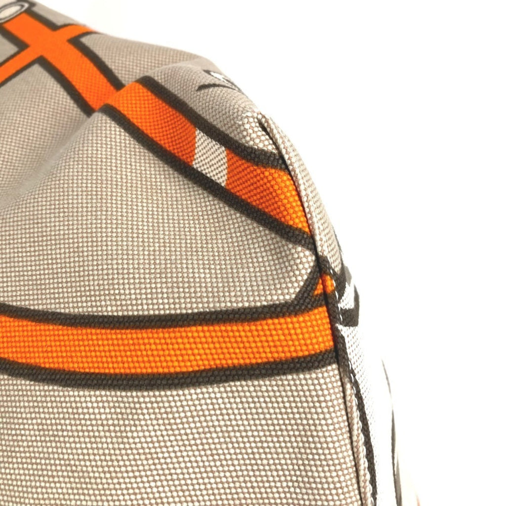 Hermes Beige Orange Canvas Leather Shoulder Bag Tote Bag (Pre-Owned)