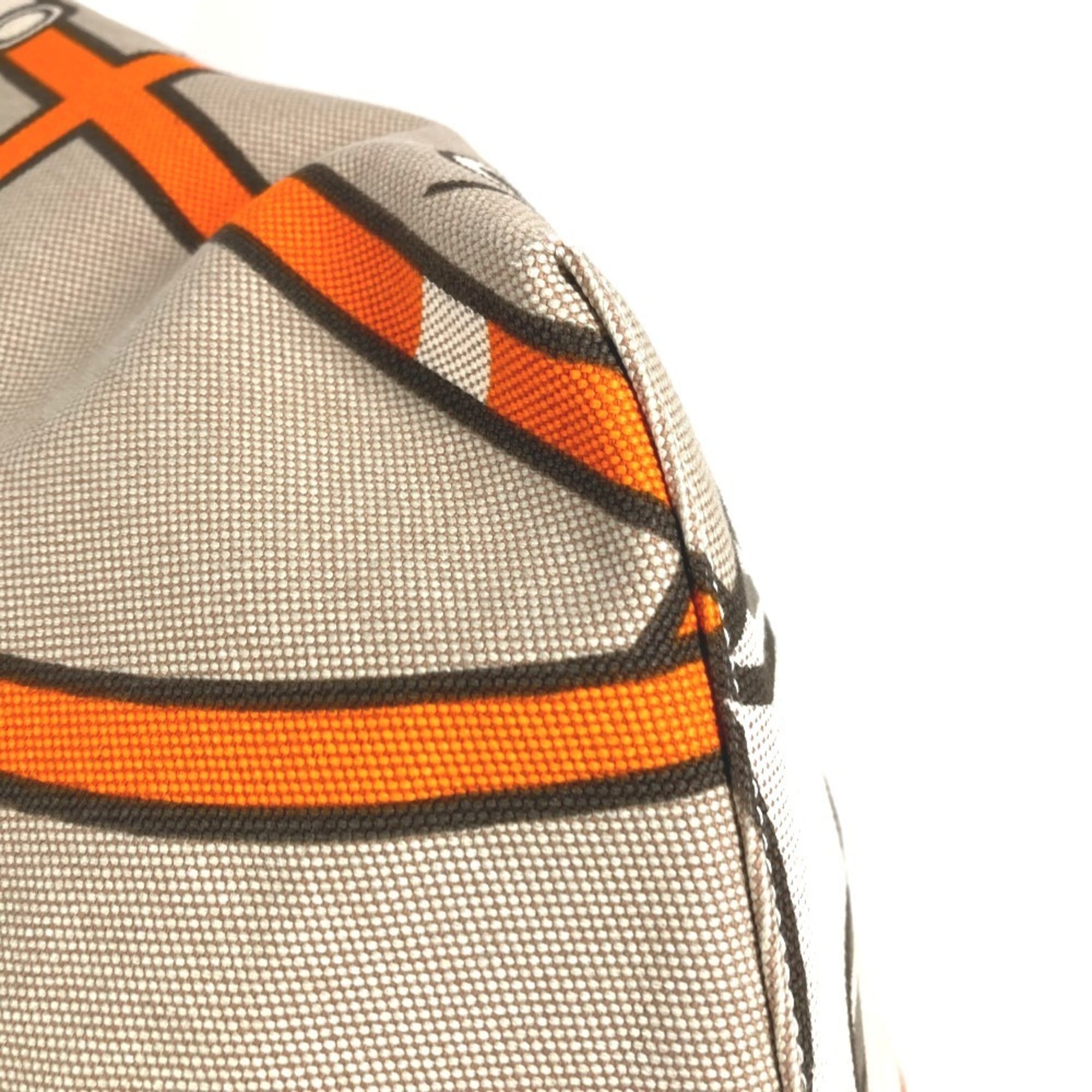 Hermes Beige Orange Canvas Leather Shoulder Bag Tote Bag (Pre-Owned)