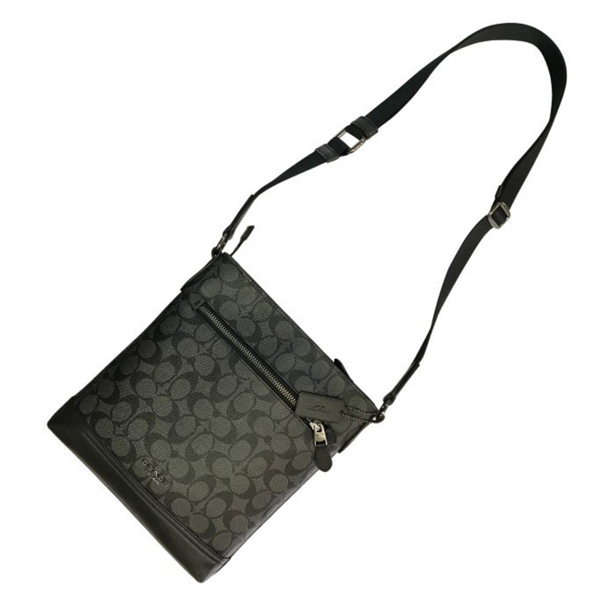 Coach Black Charcoal Gray Pvc Leather Shoulder Bag (Pre-Owned)