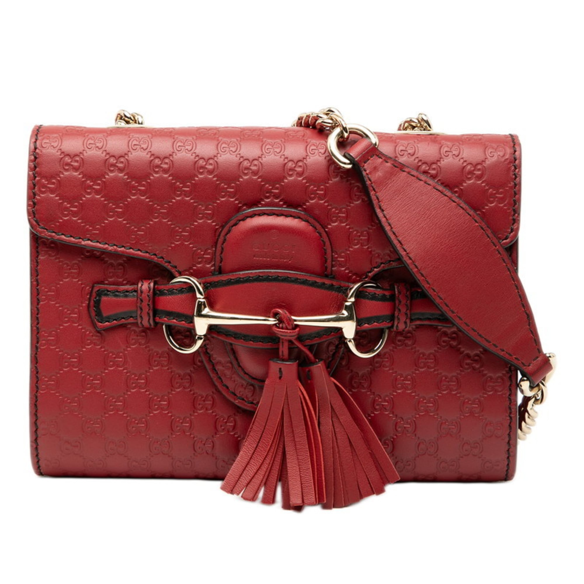 Gucci Red Color Leather Shoulder Bag (Pre-Owned)