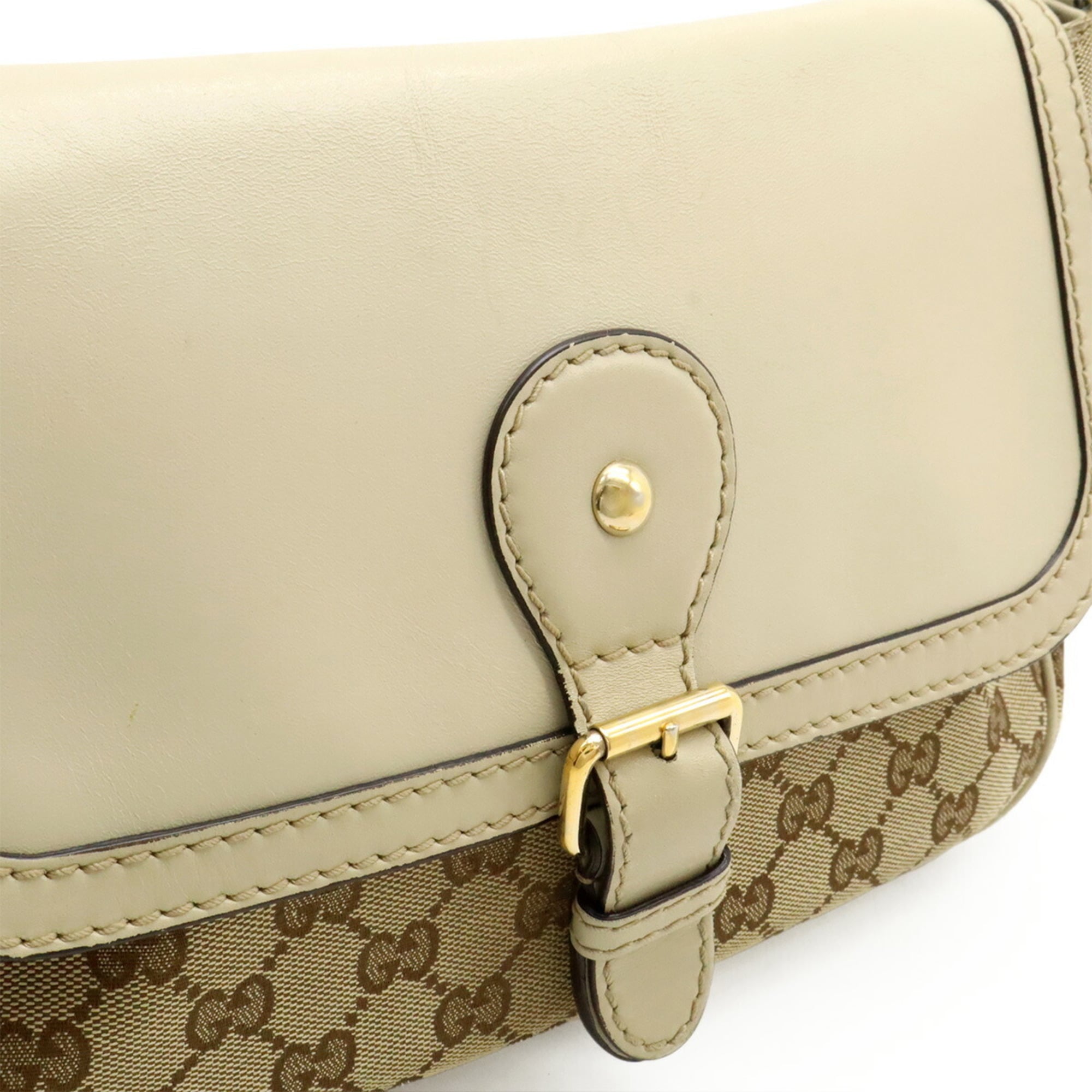 Gucci Sukey Beige Khaki Gg Canvas Leather Shoulder Bag (Pre-Owned)