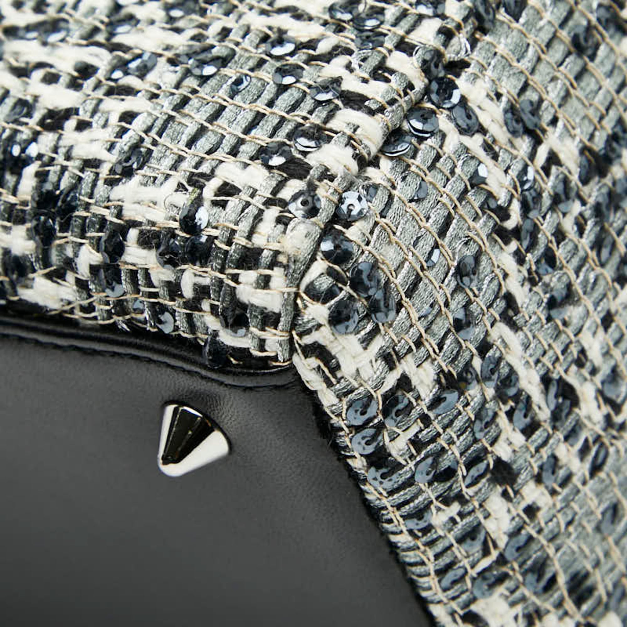 Christian Dior Black Multi-Color Tweed Leather Handbag (Pre-Owned)