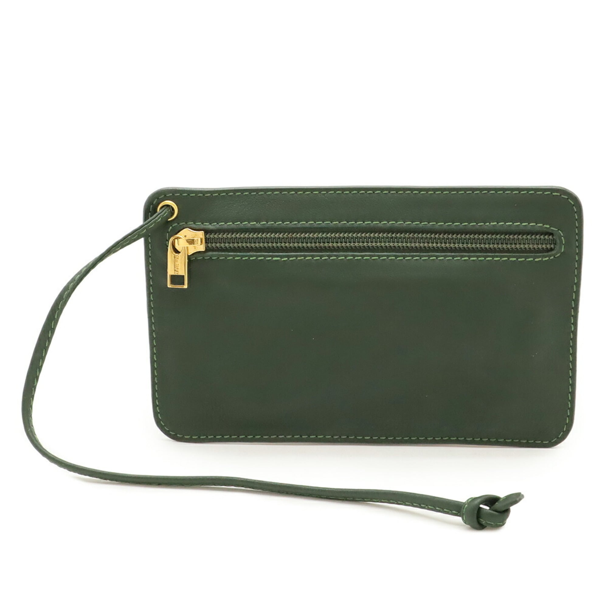 Loewe Anton Khaki Leather Backpack Pouch (Pre-Owned)