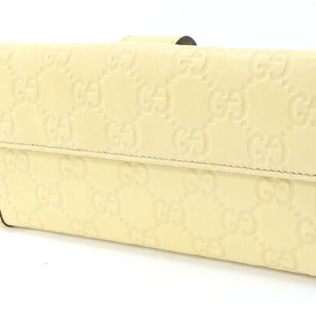 Gucci Cream Yellow Leather Long Wallet (Bi-Fold) (Pre-Owned)