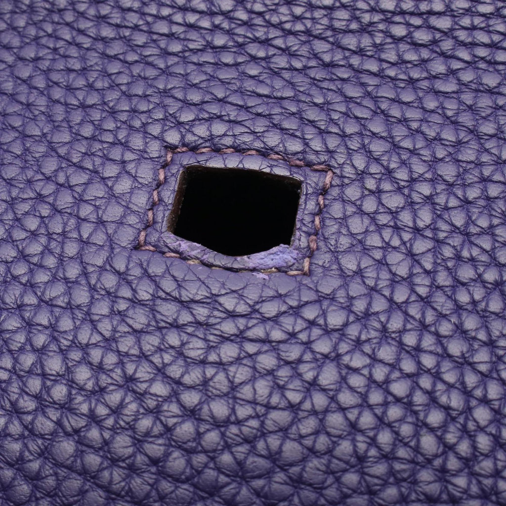 Hermes Iris Purple Taurillon Clemence Leather Leather Shoulder Bag (Pre-Owned)