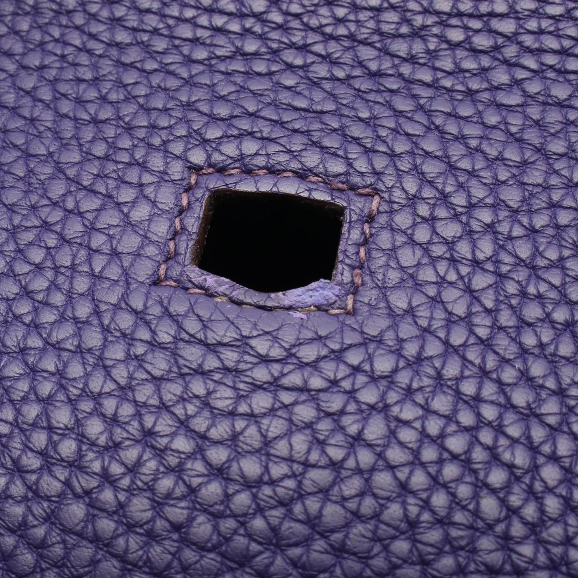 Hermes Iris Purple Taurillon Clemence Leather Leather Shoulder Bag (Pre-Owned)