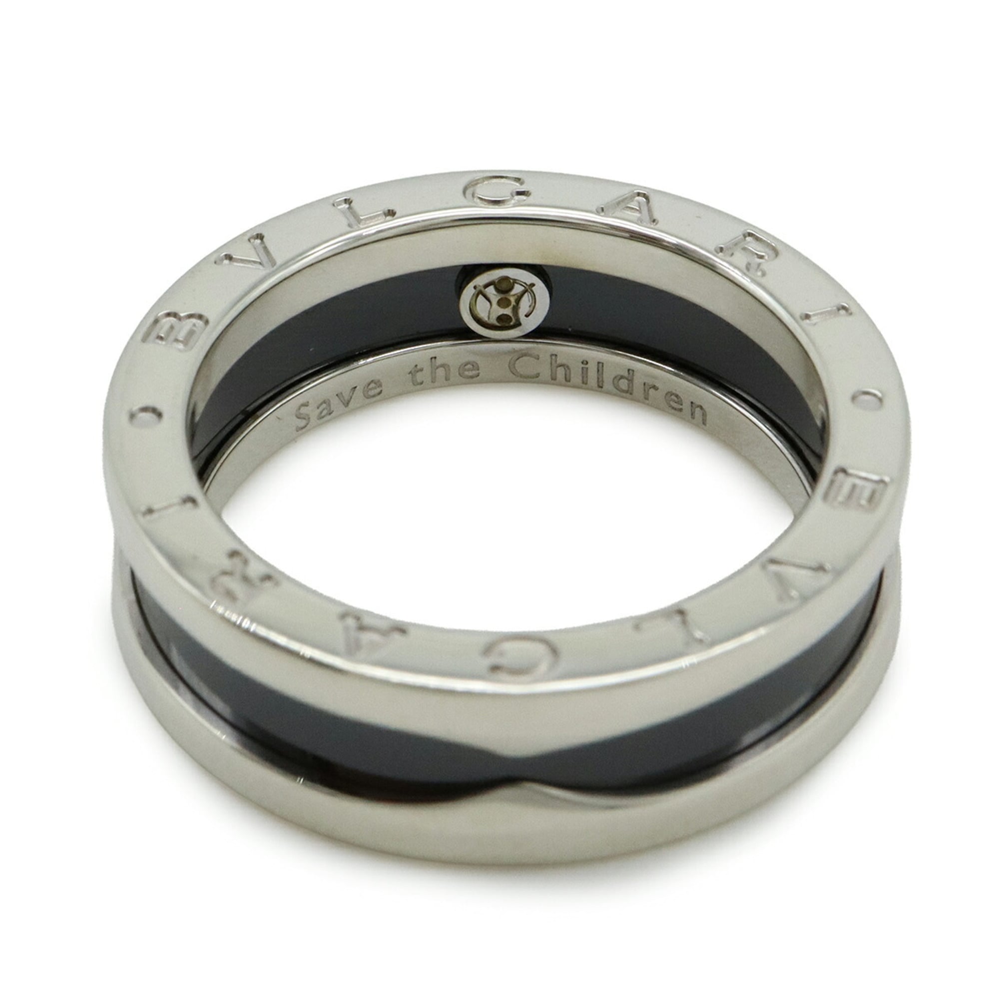 Bvlgari B.Zero1 Silver Black Ceramic Silver 925 Band Ring (Pre-Owned)