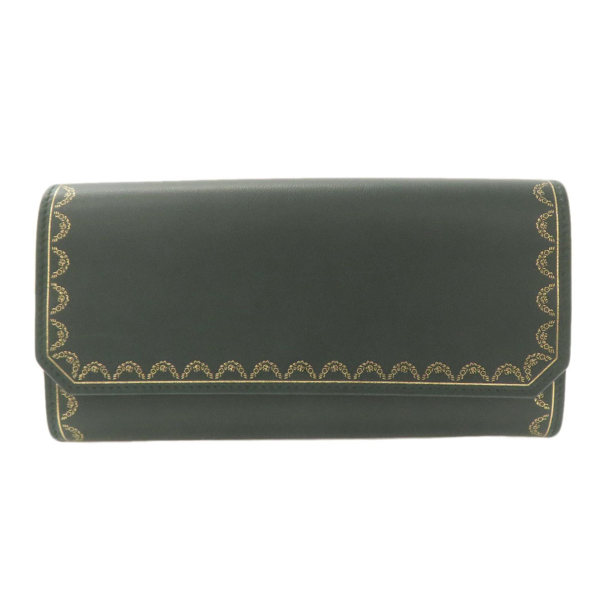 Cartier Green Leather Long Wallet (Bi-Fold) (Pre-Owned)