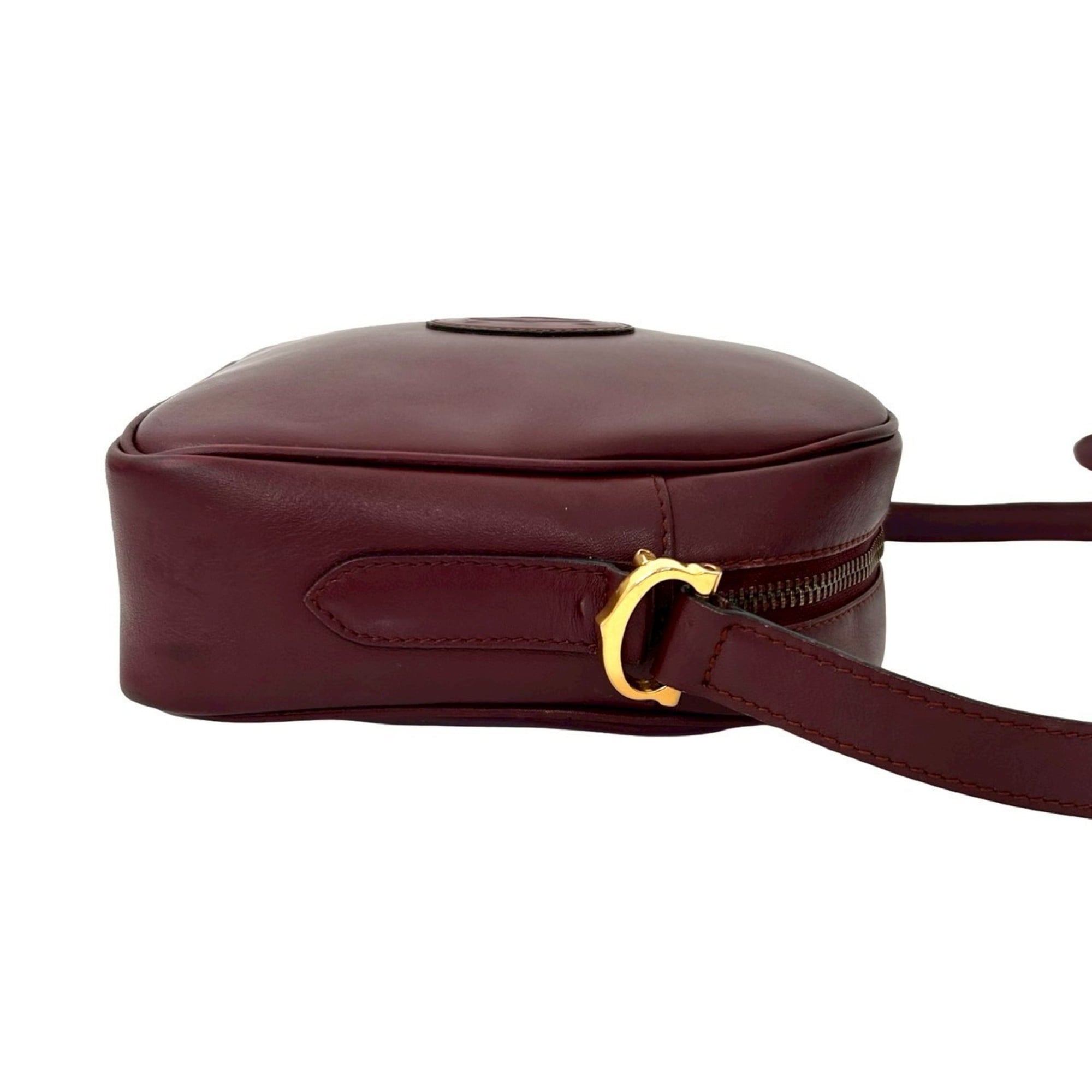 Cartier Wine Red Leather Pochette Shoulder Bag (Pre-Owned)