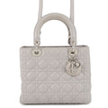 Christian Dior Lady Dior Gray Leather Handbag (Pre-Owned)