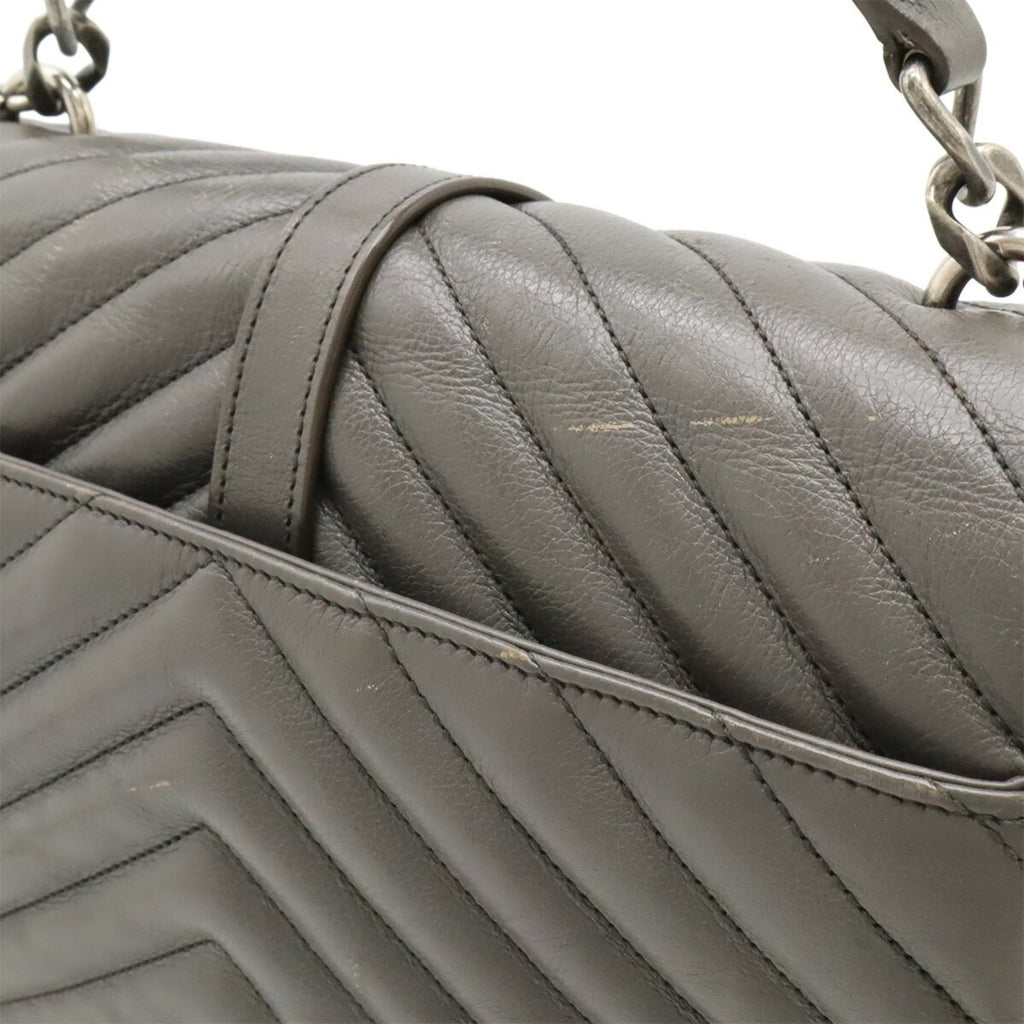 Yves Saint Laurent Gray Leather Handbag Shoulder Bag (Pre-Owned)