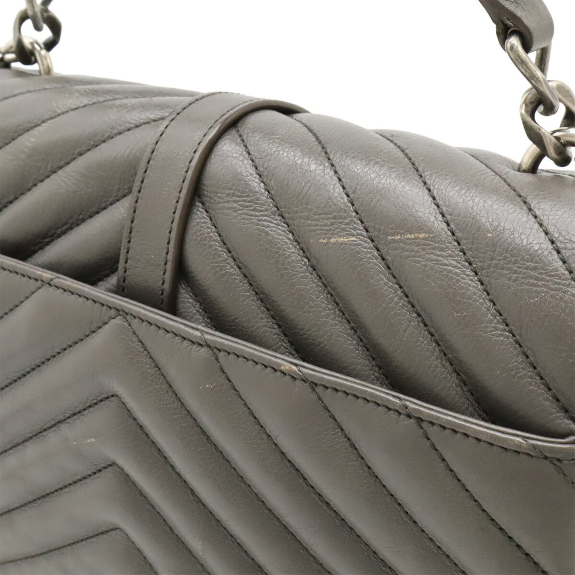 Yves Saint Laurent Gray Leather Handbag Shoulder Bag (Pre-Owned)